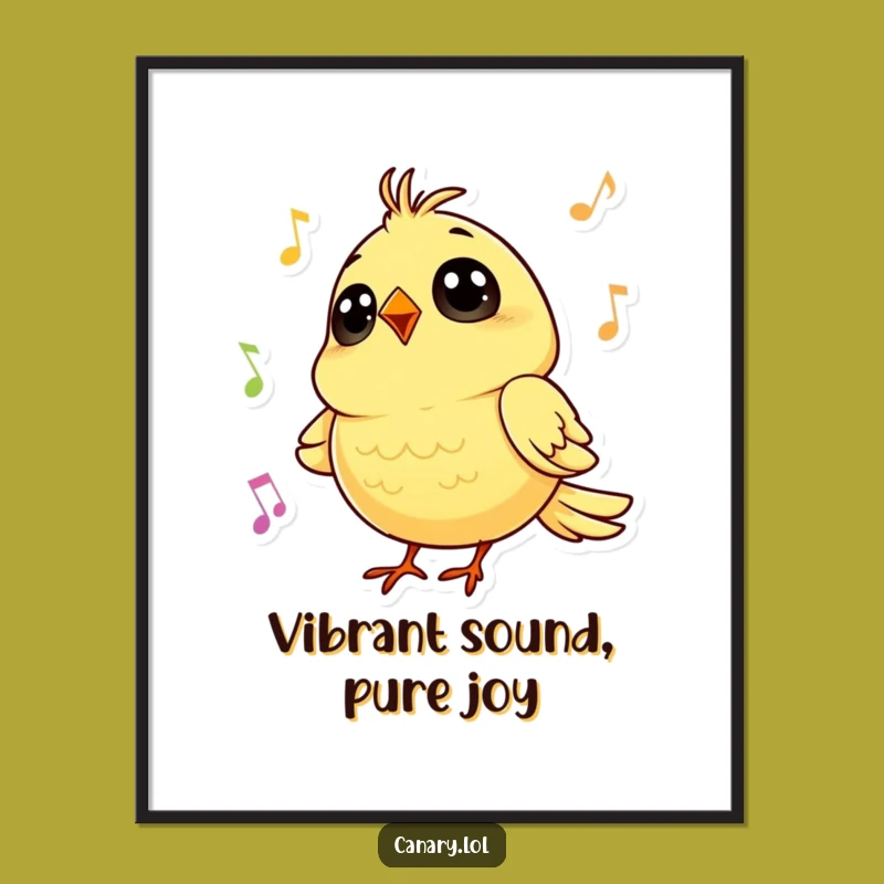 Funny Canary Singing Digital Art: Cheerful Tiny Bird Instant Download