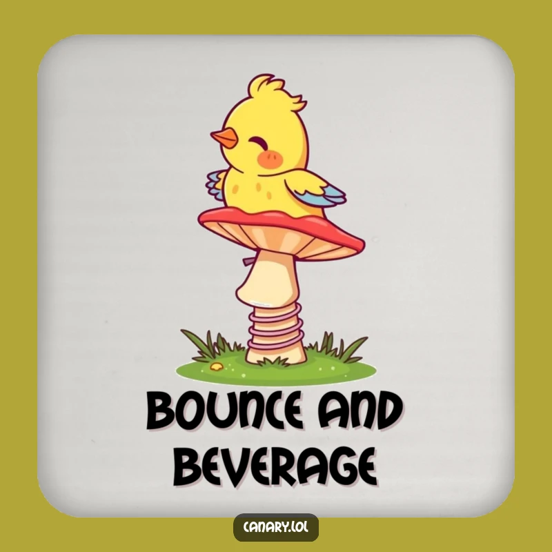 Funny Canary Mushroom Coaster - Bouncing Bird Drink Protector