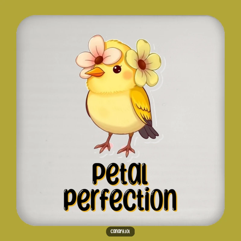 Funny Canary Flower Hat Coaster: Protect Surfaces with Bloom