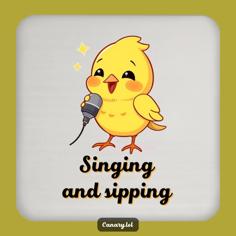 Funny Canary Rockstar Coaster Set: Amp Up Your Drinks with Humorous Bird Song