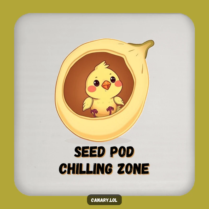 Funny Canary Coasters (Set of 4): Seed Pod Peek, Perfect Humorous Nature Gift