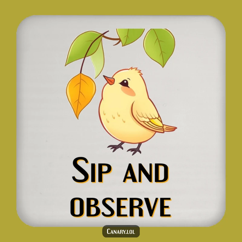 Funny Canary Leaf Coaster: Protect Surfaces with Humorous Bird Art