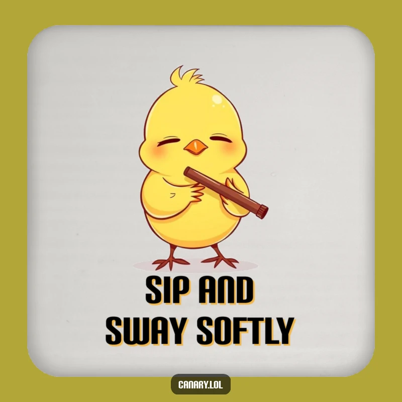 Funny Canary Flute Coaster: Protect with Melody, Musical Bird Art, Unique Funny Gift