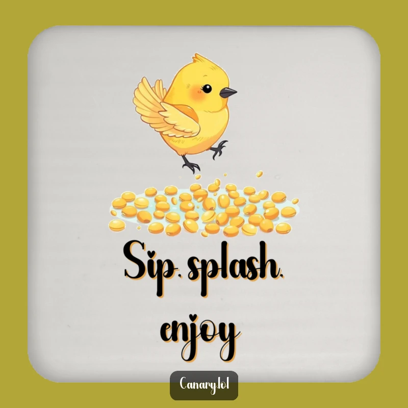 Funny Canary Bird Seed Dive Coaster - Protect Surfaces, Golden Seeds, Perfect Humorous Gift