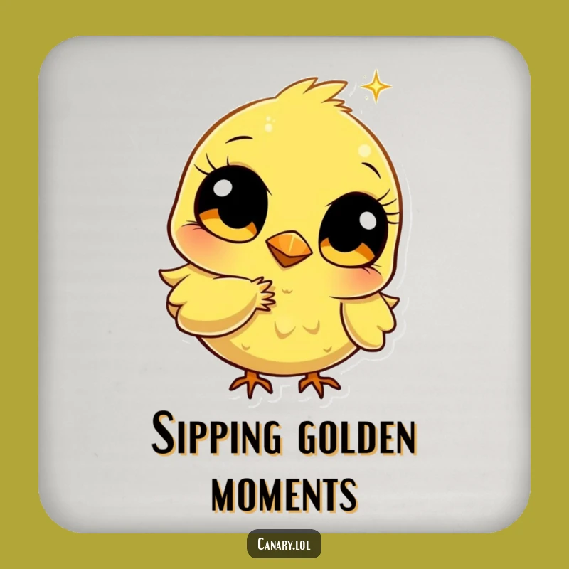 Funny Bright-Eyed Canary Drink Coaster - Protect Surfaces with Sparkling Charm