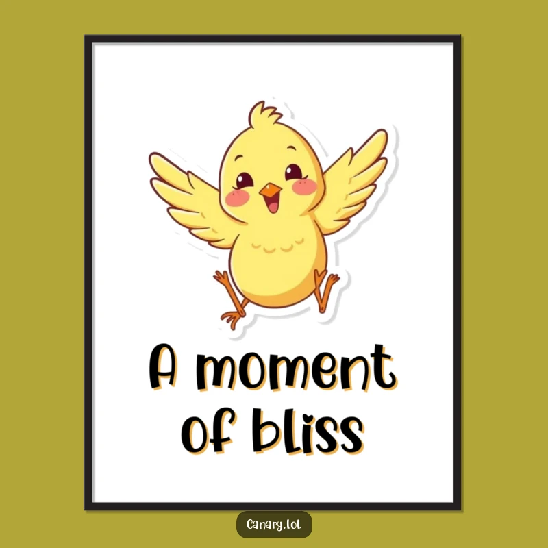 Funny Happy Canary Leaping Poster - Decorate with Joyful Exuberance