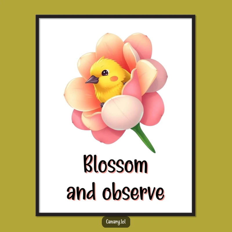 Funny Canary Flower Poster - Curious Art, Perfect Wall Decor Funny Gift