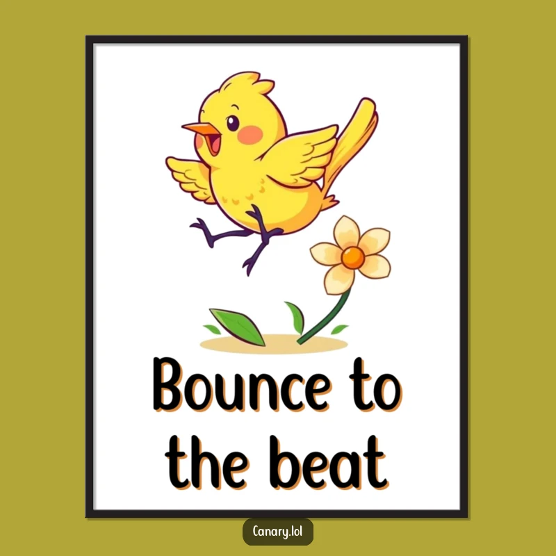 Funny Energetic Canary Art Poster - Vibrant Bouncing Bird Wall Decor