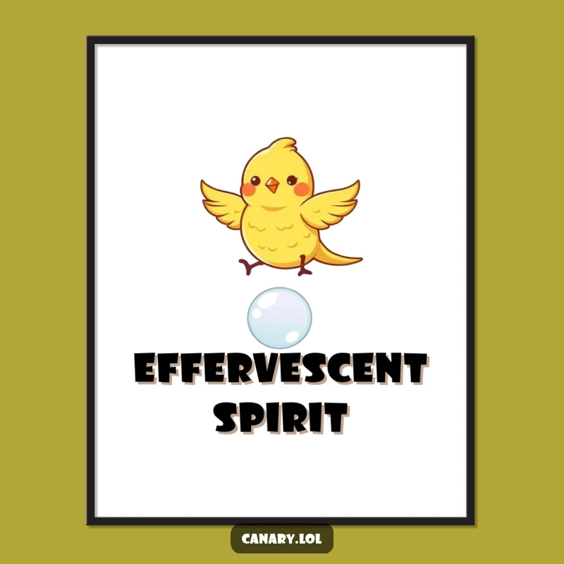 Funny Dancing Canary Poster: Bubble Art, Perfect Whimsical & Humorous Wall Decor Gift