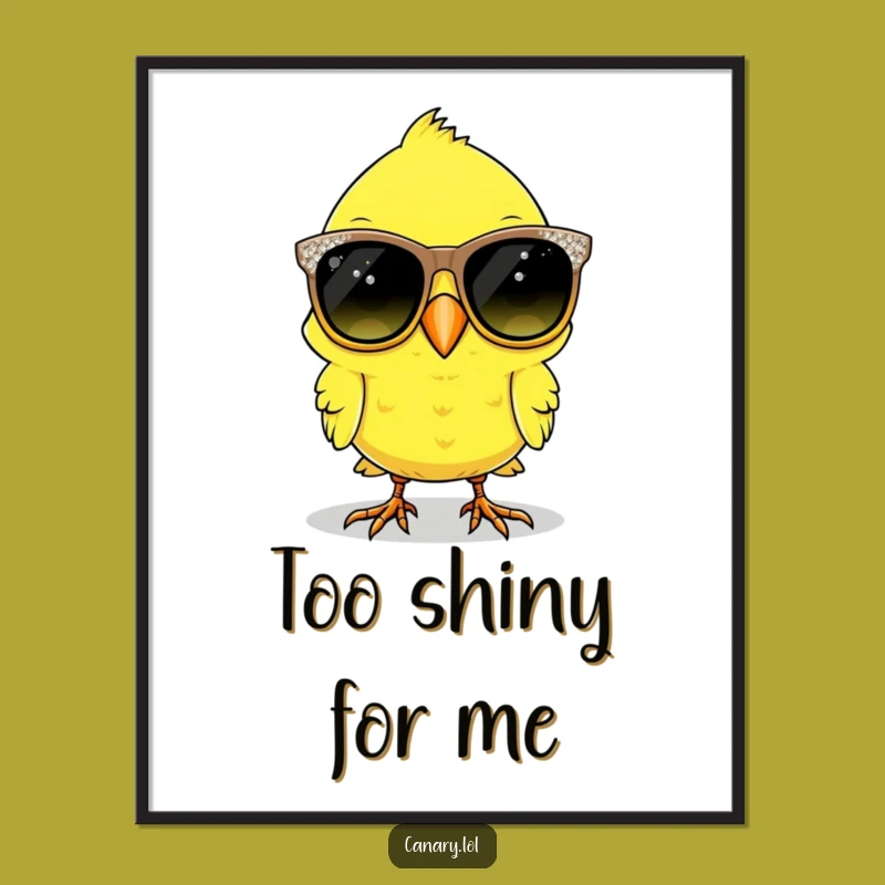 Funny Canary Bird Poster - Oversized Sparkly Sunglasses Wall Art
