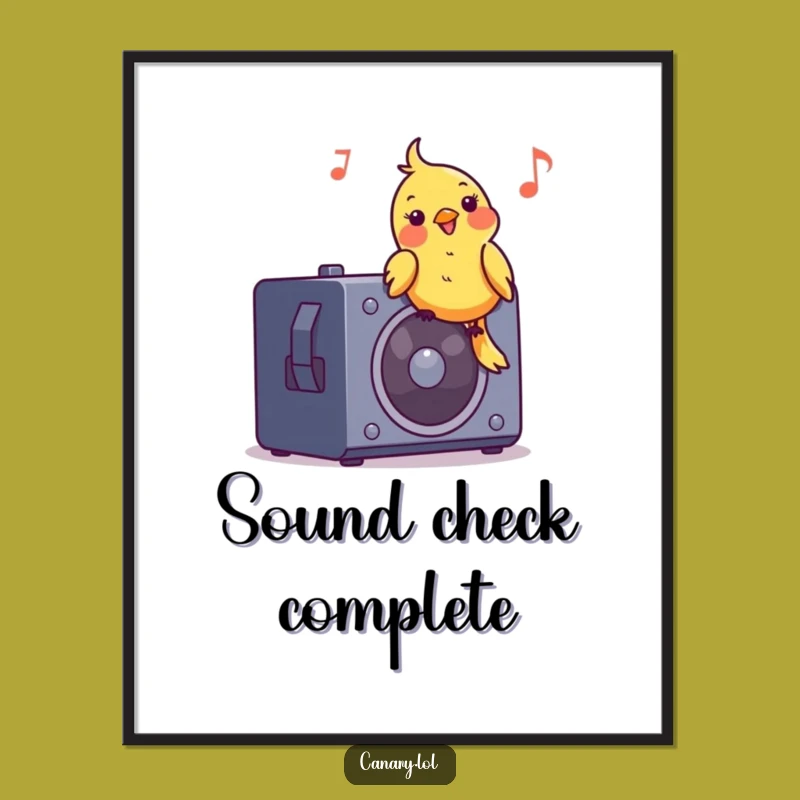 Funny Canary DJ Poster: Cheerful Bird Music Art Print, Perfect Funny Gift