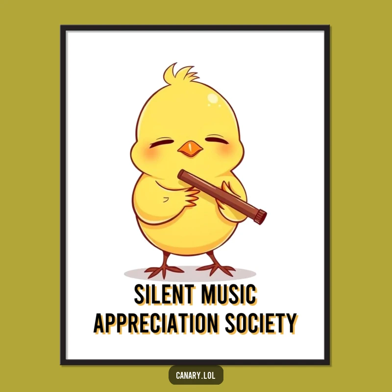 Funny Canary Flute Poster: Musical Wall Art, Joyful Bird, Perfect Funny Gift