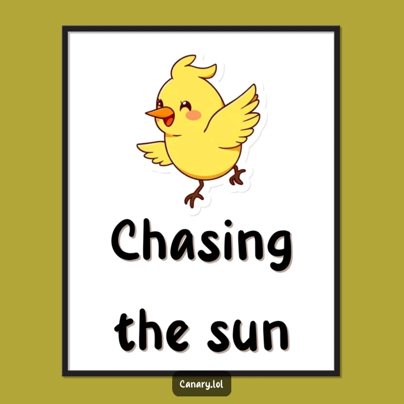 Funny Flying Canary Smile Poster: Stylized Joyful Arc Art, Hilarious Wall Decor