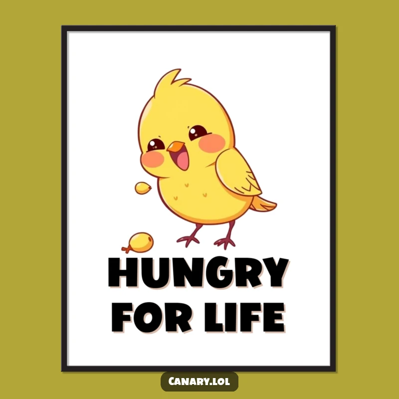Funny Kawaii Canary Poster, Energetic Pecking Art, Hilarious Wall Decor for Spaces