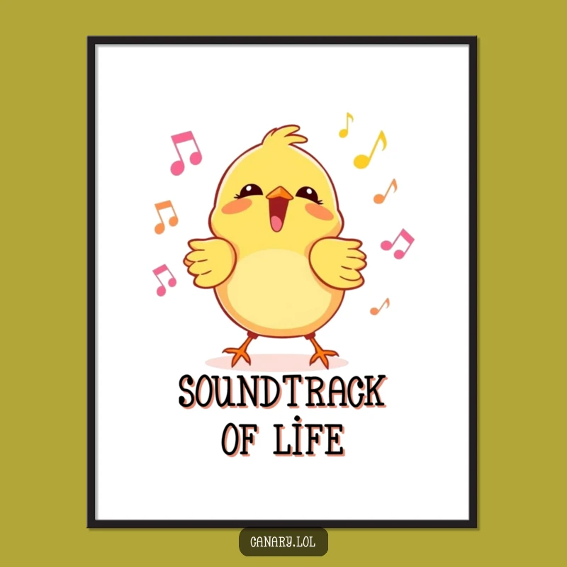 Funny Kawaii Canary Poster, Joyful Singer Art, Hilarious Musical Wall Decor