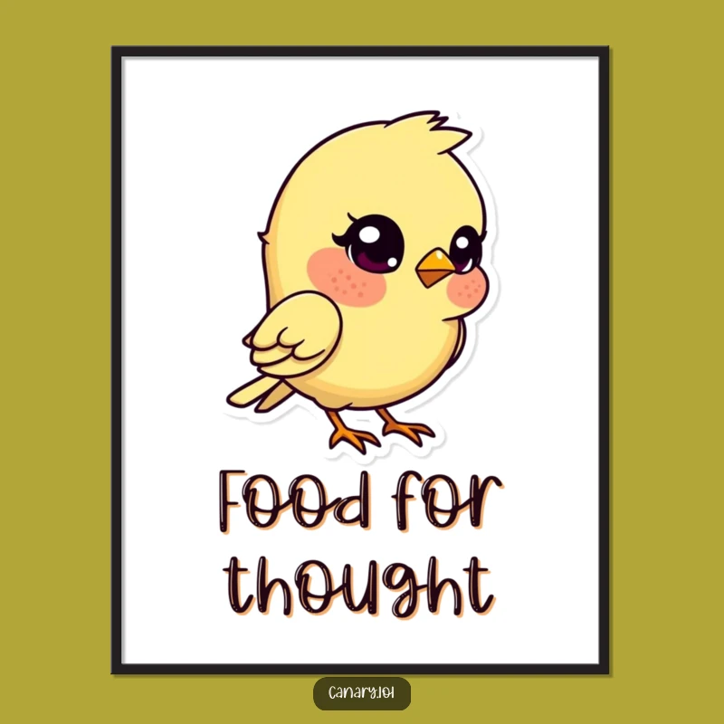Funny Kawaii Canary Poster: Quizzical Bird Art for Thoughtful Decor!