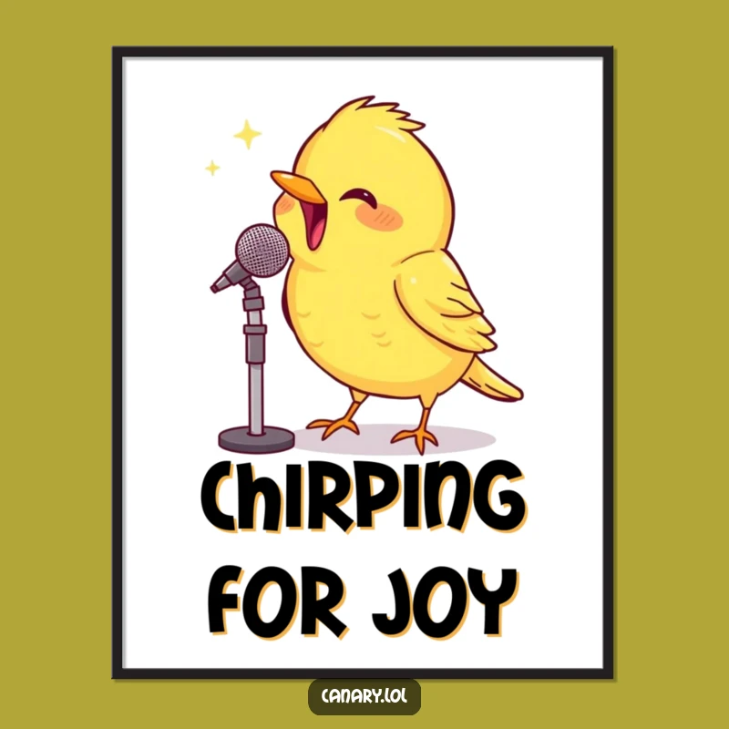 Funny Poster Print: Beaming Canary Sings - Quirky Humorous Art
