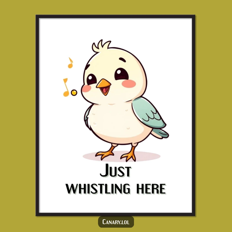 Funny Poster Print: Whistling Bird Jaunty Tune - Quirky Humorous Art