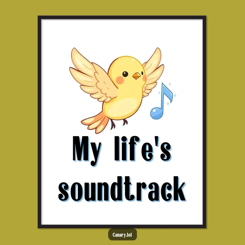 Funny Musical Canary Poster: Vibrant Bird Art Gift for Walls