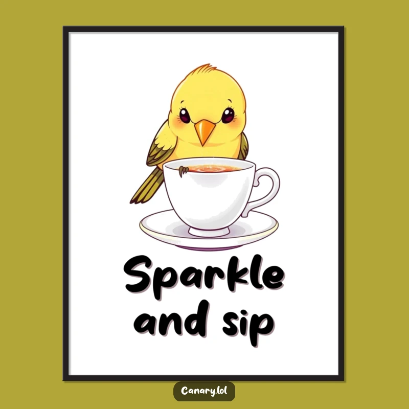 Funny Canary Bird Teacup Poster - Elegant Funny Wall Art for Your Home