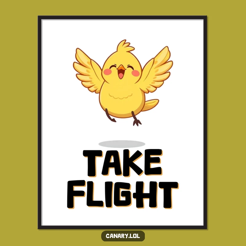 Funny Joyful Leap Canary Bird Poster: Walls That Take Flight