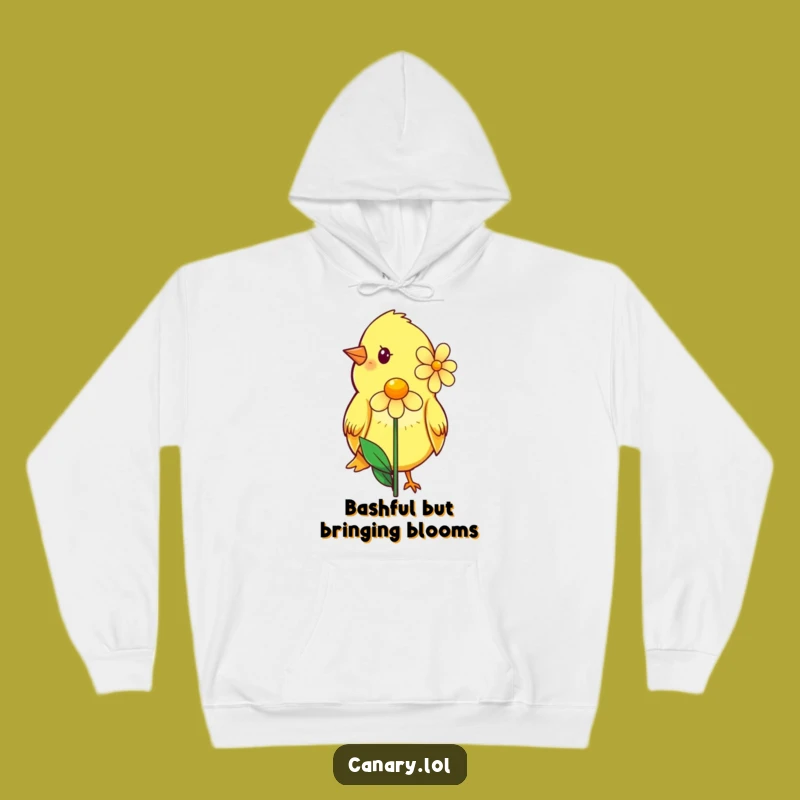 Funny Shy Canary Flower Hoodie: Cozy Kindness, Sweet Bird Design, Ideal Funny Gift