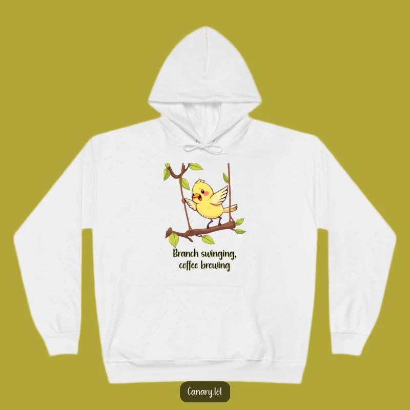 Funny Kawaii Canary Hoodie: Cozy & Cute Bird on Branch - Great Gift