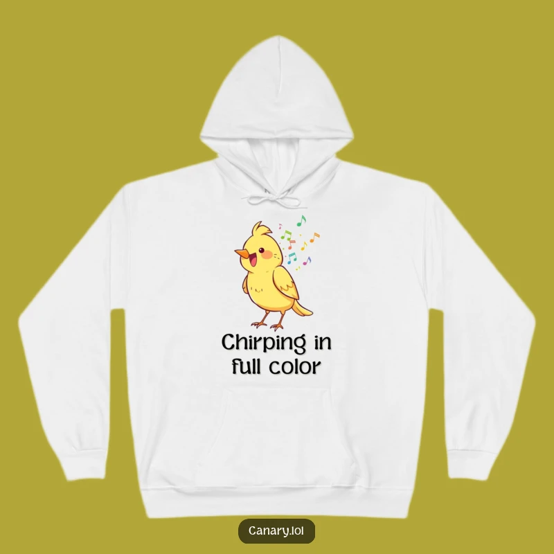 Funny Canary Hoodie: Cozy Bird Spills Music Notes, Perfect Warm & Humorous Gift for All