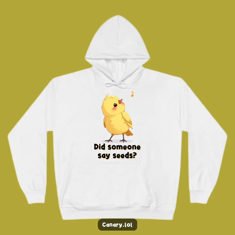 Funny Curious Canary Hoodie: Cozy Bird Listening Sweatshirt Gift