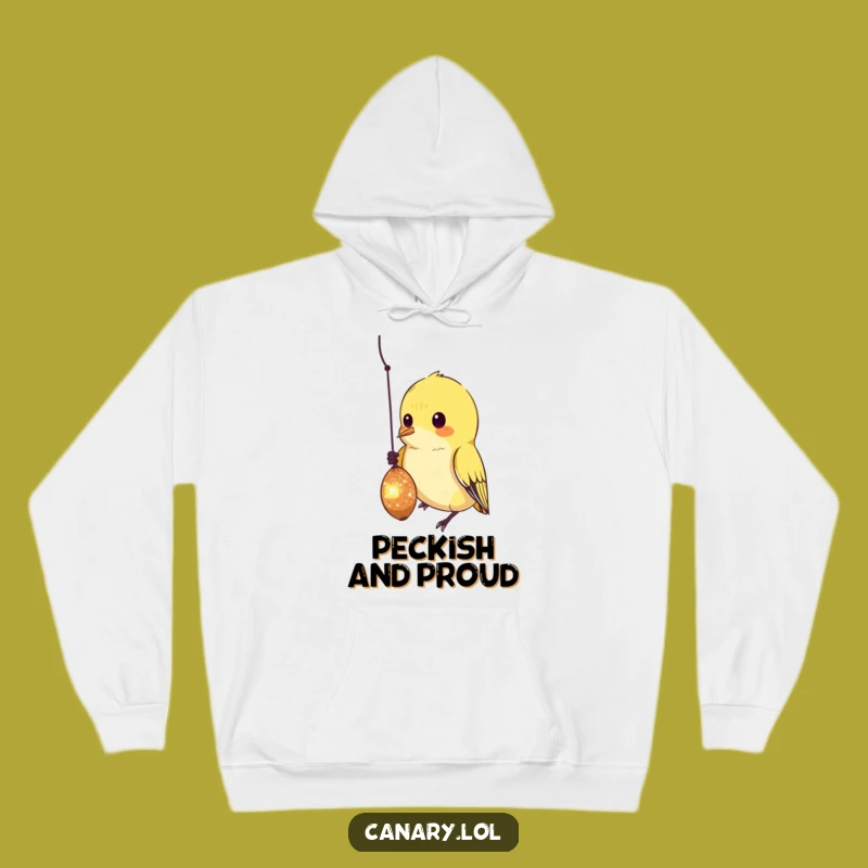 Funny Curious Canary Hoodie: Cozy Warmth with a Seed-Obsessed Bird Design