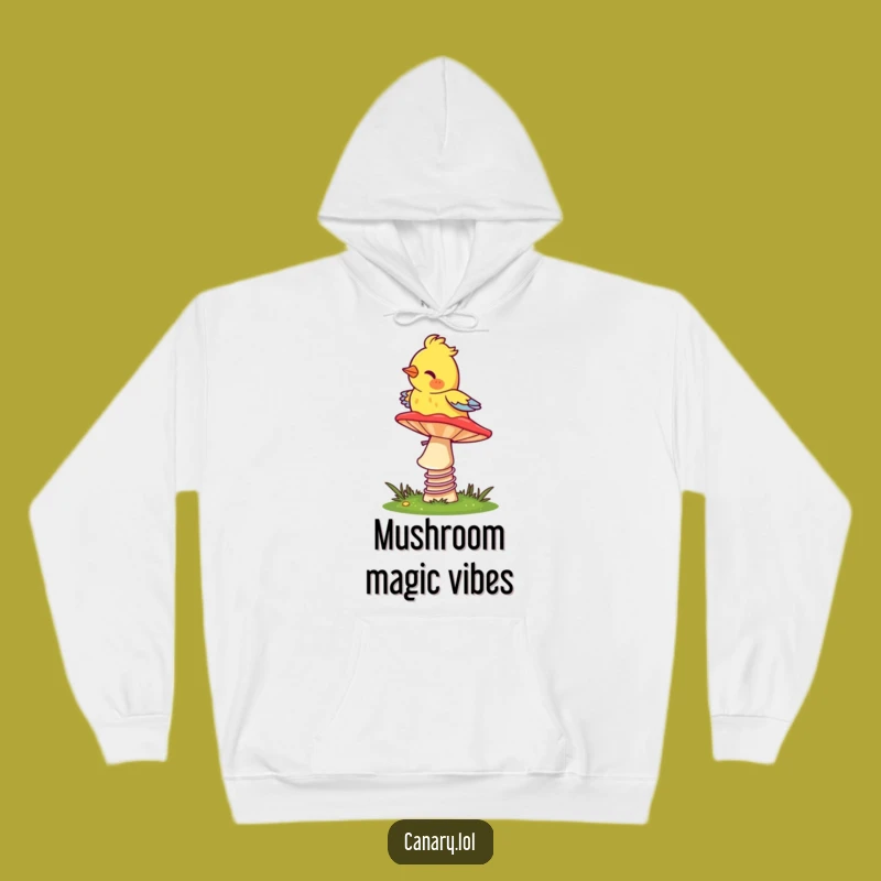 Funny Canary Mushroom Hoodie - Cozy Bouncing Bird Funwear