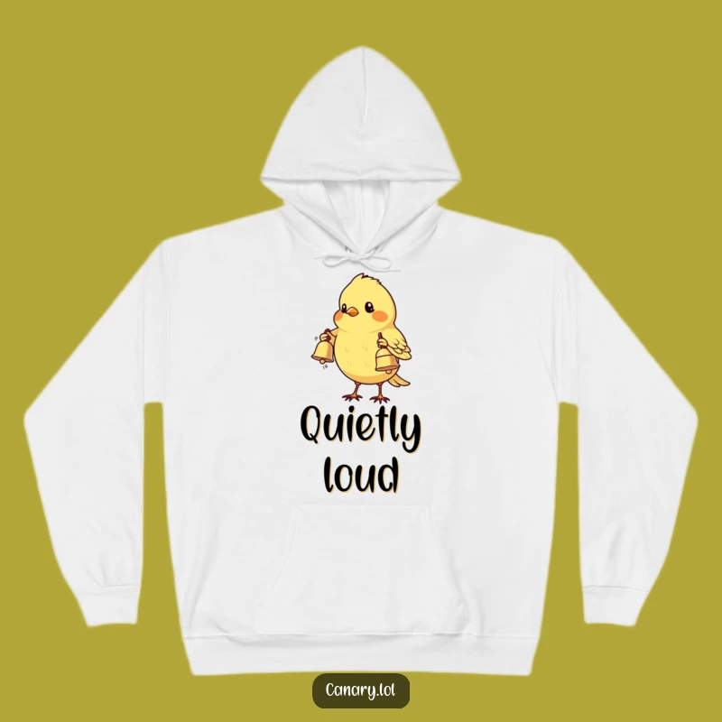 Funny Shy Canary Bird Hoodie - Cozy Jumper with Sweet Bell Offering, Great Gift