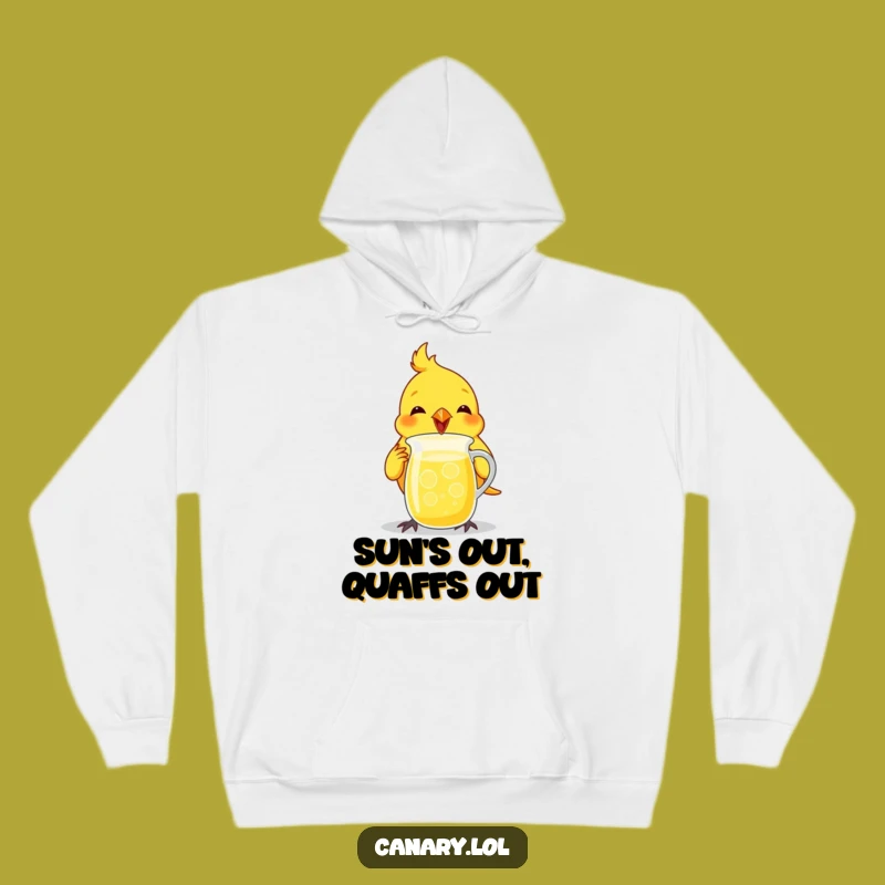 Cozy Funny Canary Lemonade Hoodie - Warm & Witty Sipping Bird
