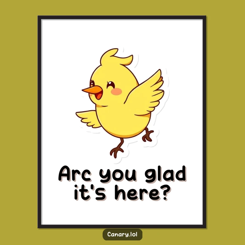 Funny Free Printable Wall Art: Smiling Canary Flying, Cheerful Downloadable Art!
