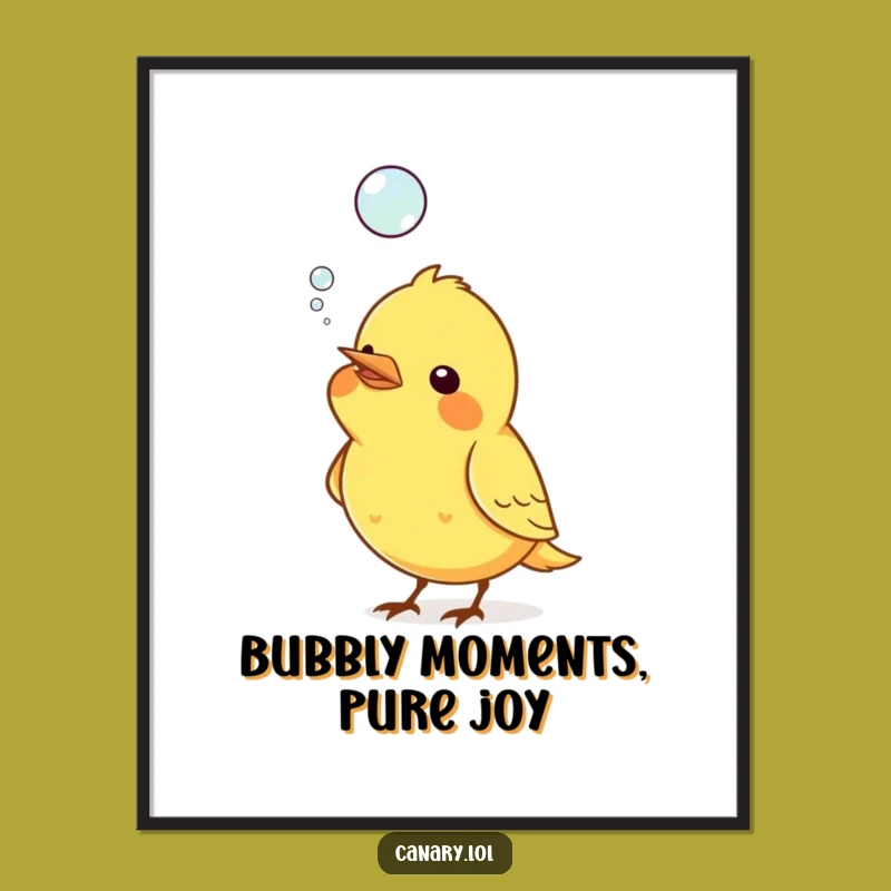 Free Printable Wall Art: Funny Canary Blowing Bubble - Quirky Downloadable Art