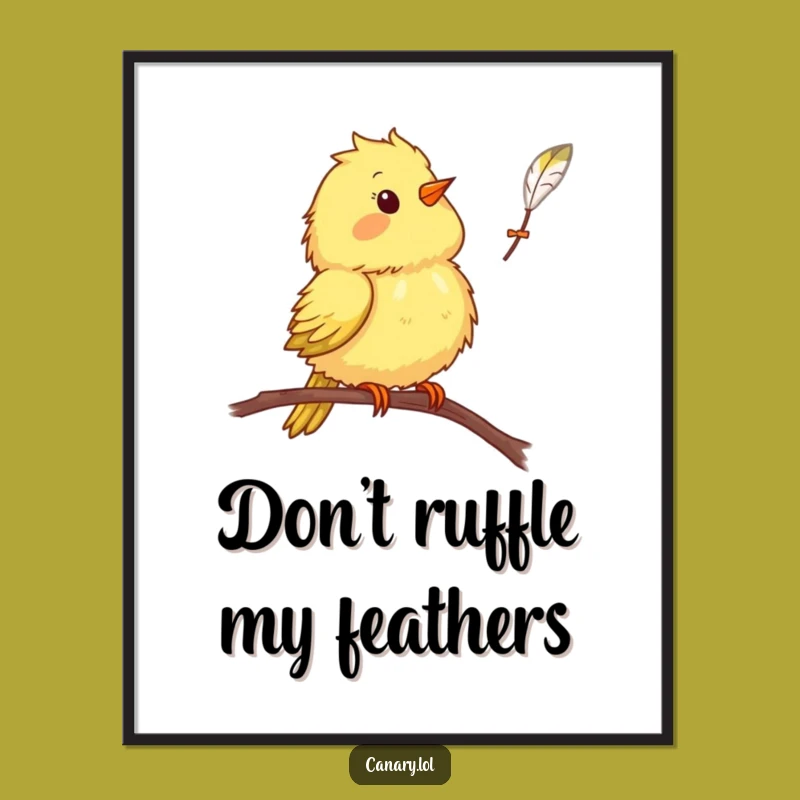 Funny Free Printable Wall Art: Surprised Canary Perched, Humorous Downloadable Art for Your Home!