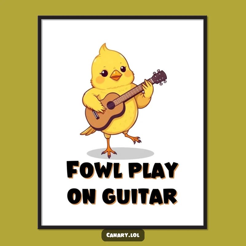 Funny Free Printable Wall Art: Groovy Canary Guitarist - Downloadable Decor