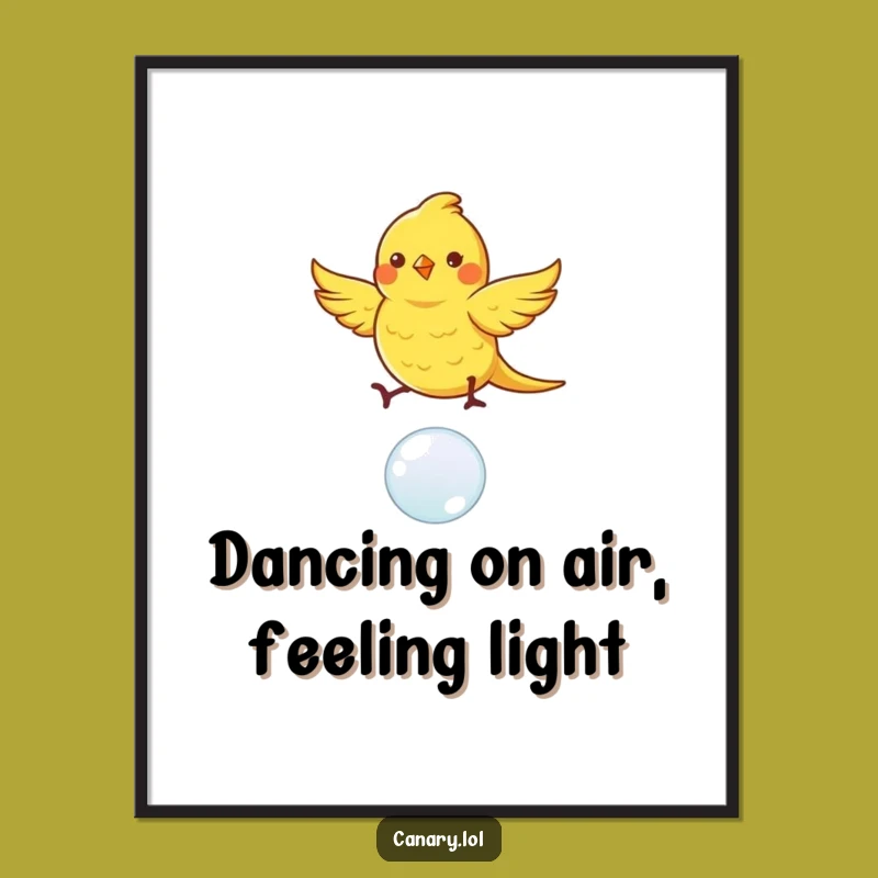 Free Printable Wall Art: Dancing Canary on Bubble, Whimsical Downloadable Decor