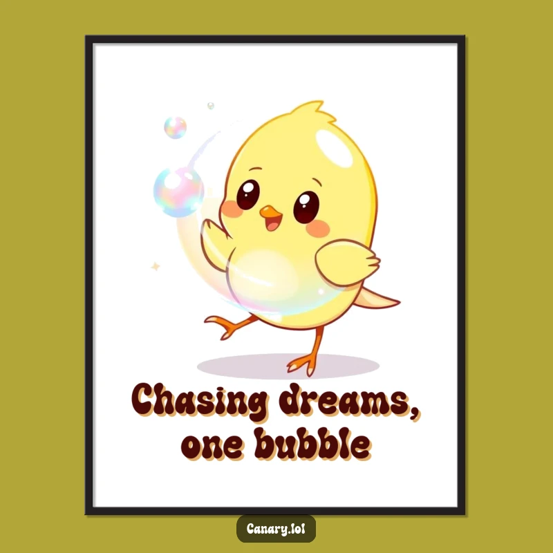 Free Printable Wall Art: Energetic Canary & Bubble - Funny Downloadable Art for Playful Spaces