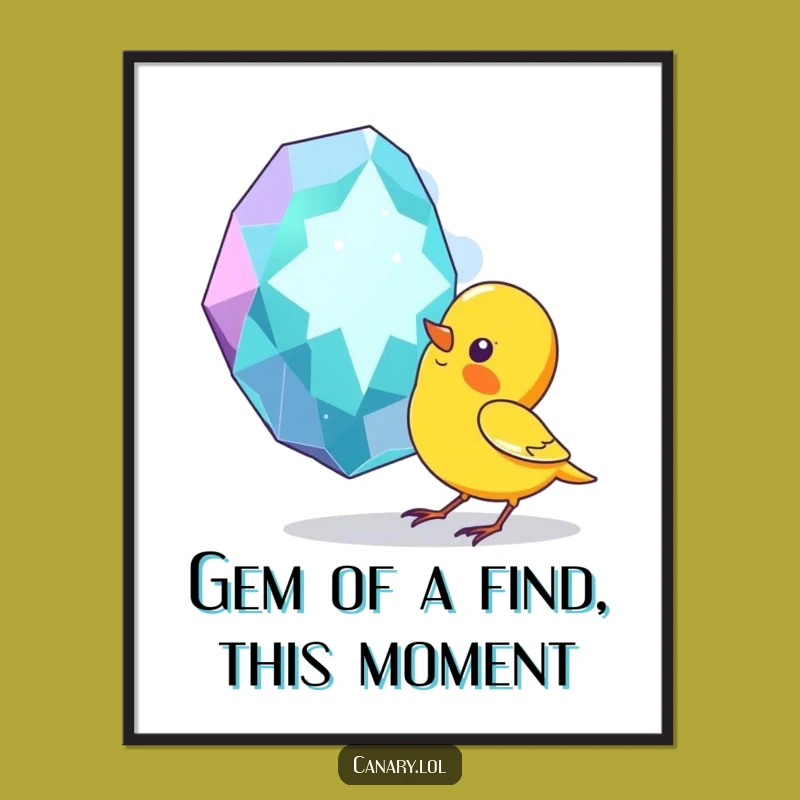 Free Printable Wall Art: Funny Canary Pecks Gem - Quirky Downloadable Art Gift