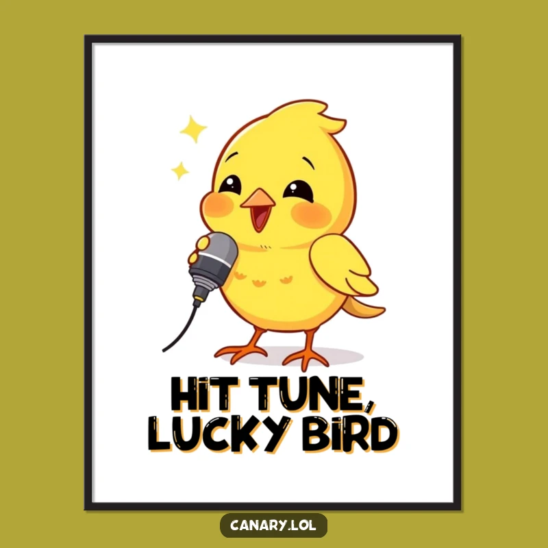 Free Printable Wall Art: Funny Singing Canary with Microphone - Quirky Art