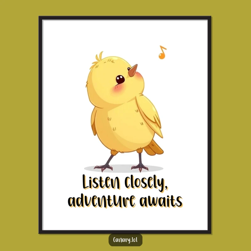 Funny Free Printable Wall Art: Curious Canary Listening - Quirky Downloadable Decor for Home!