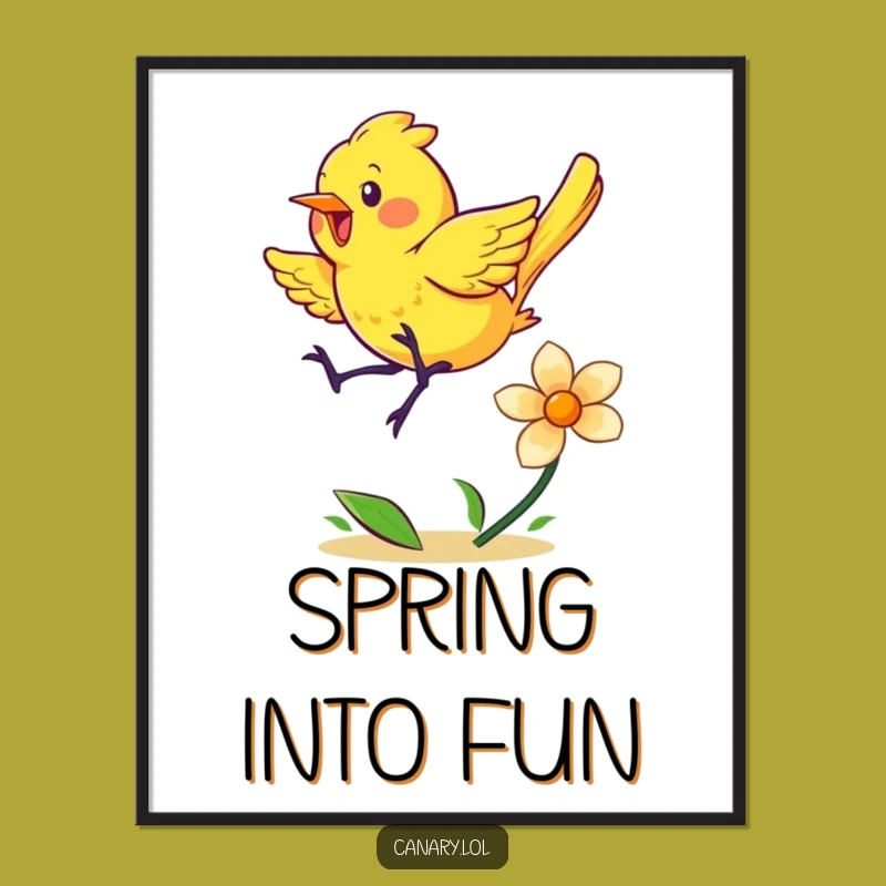 Printable Wall Art: Free Energetic Canary Bouncing, Funny Downloadable Decor