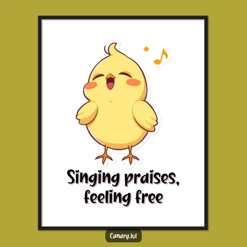 Free Printable Wall Art: Happy Singing Canary, Joyful Downloadable Decor