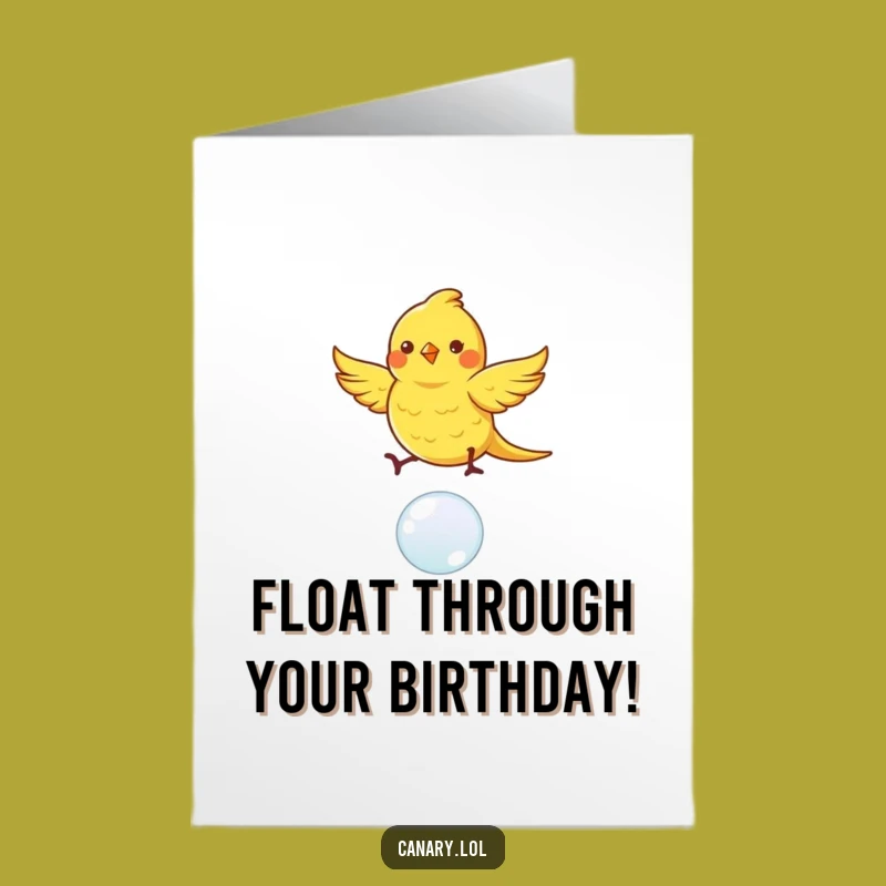 Free Printable Birthday Card: Dancing Canary on Bubble, Fun Downloadable Gift
