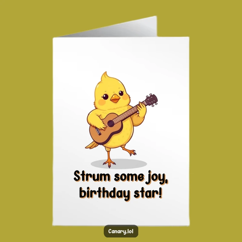 Free Printable Birthday Card: Groovy Canary Shreds Guitar - DIY Download