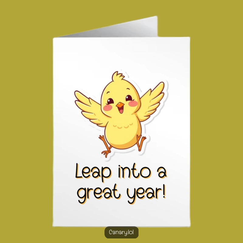 Free Printable Birthday Card: Happy Canary Leaping - Funny Downloadable Gift