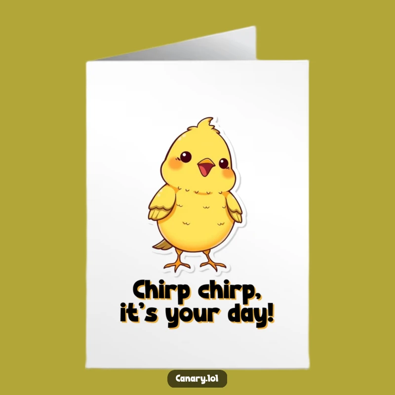 Free Printable Birthday Card: Kawaii Canary Chirps Joyful Birthday Wishes