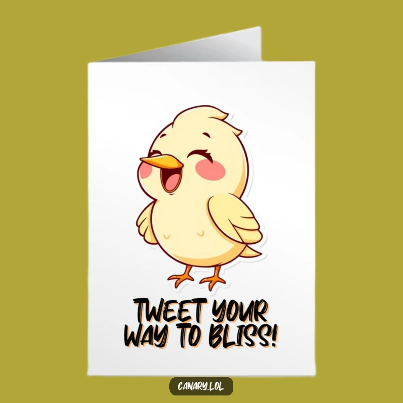 Free Printable Birthday Card: Kawaii Canary Singing High Note Funny Downloadable Gift