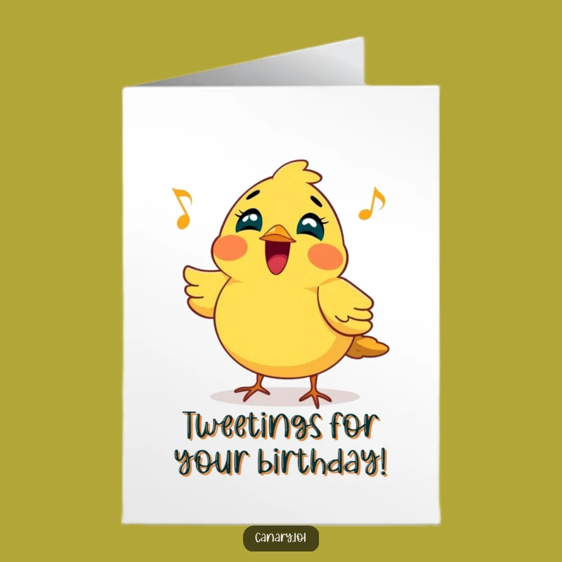 Free Printable Birthday Card: Singing Canary - Cheerful Downloadable DIY Gift